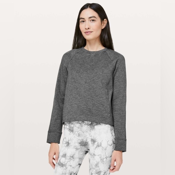 lululemon athletica Tops - Lululemon On-Track Crew Heathered Black Size 12